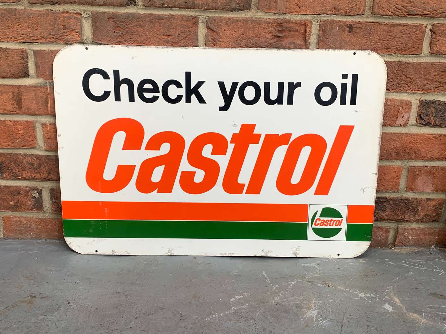 <p>Aluminium Castrol Check Your Oil Sign</p>