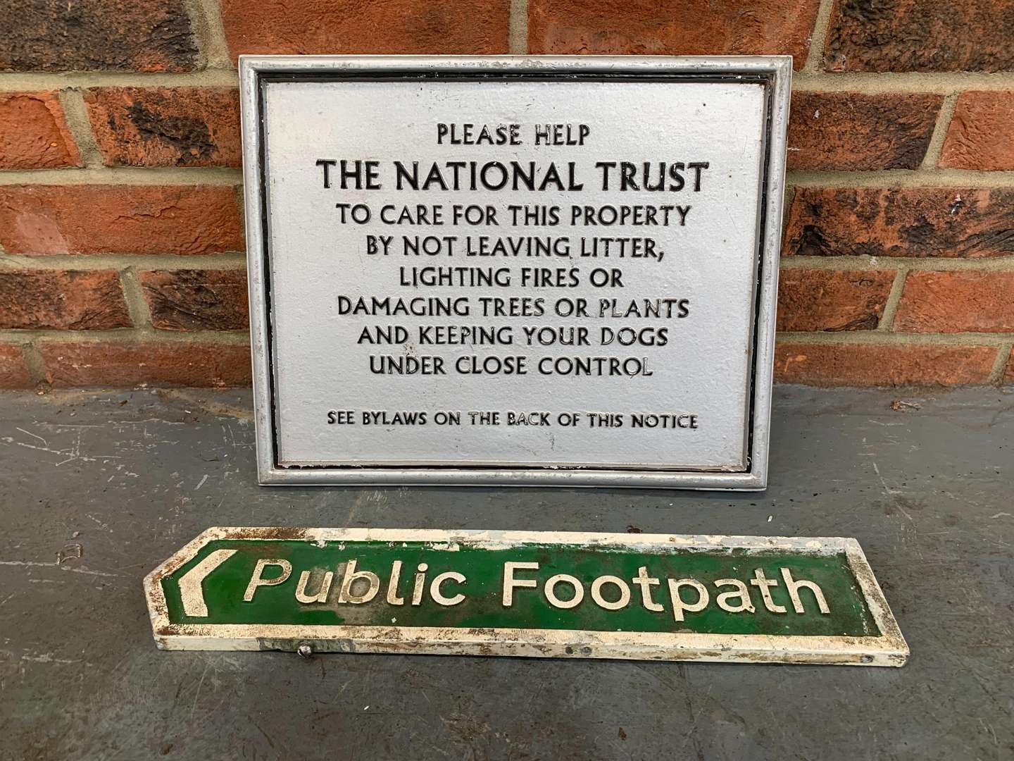 <p>Two Cast Aluminium National Trust and Public Foot Path Signs (2)</p>