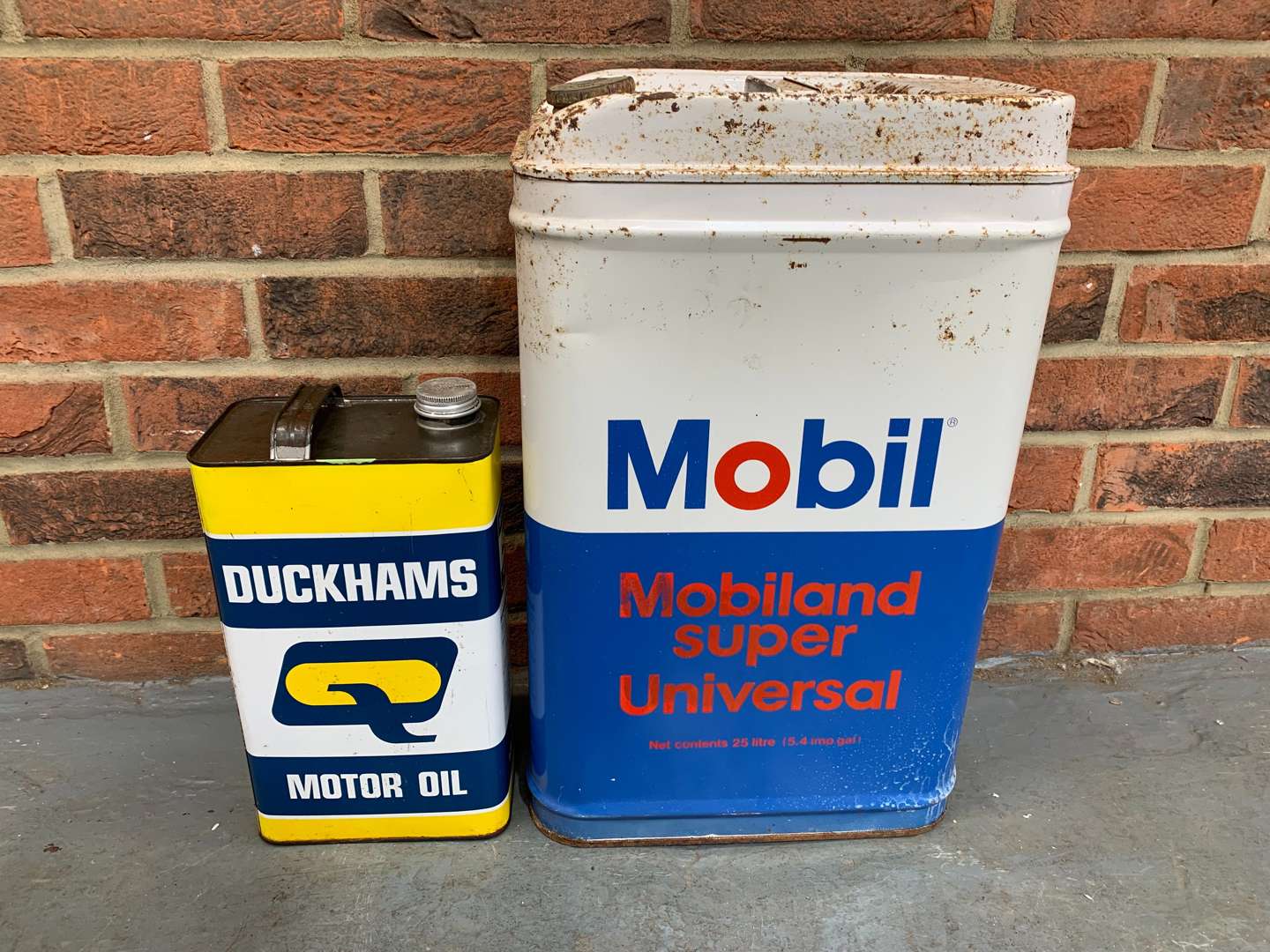 <p>Vintage Duckhams and Mobil Oil Cans (2)</p>