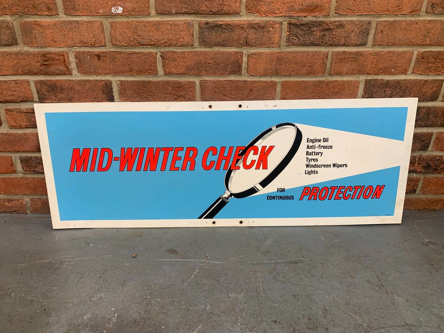 <p>Mid Winter Check Engine Oil Sign On Board</p>