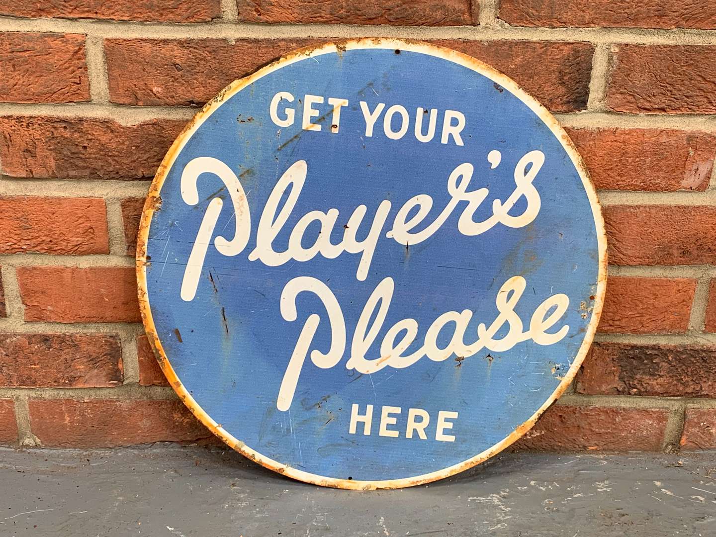 <p>Metal “Get Your Players Please Here” Sign</p>