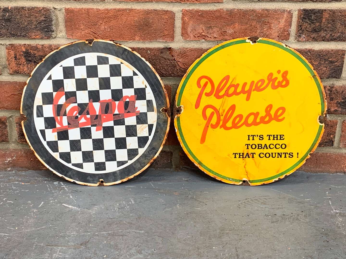 <p>Two Metal Players Please and Vespa Signs (2)</p>