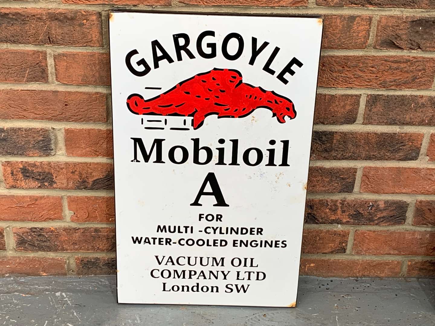 <p>Enamel Painted Gargoyle Mobiloil Style Sign</p>