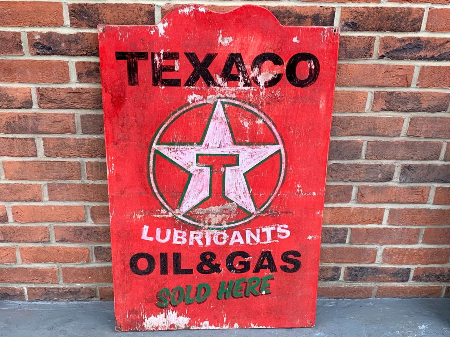 <p>Painted Texaco Oil Sign on Board</p>