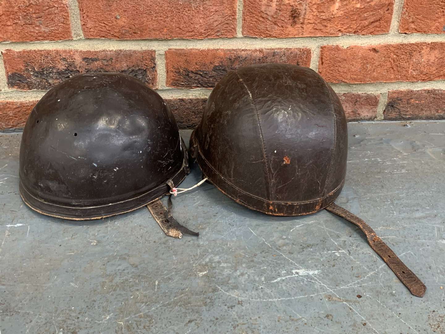 <p>Two Pre-War Motorcycle Helmets</p>