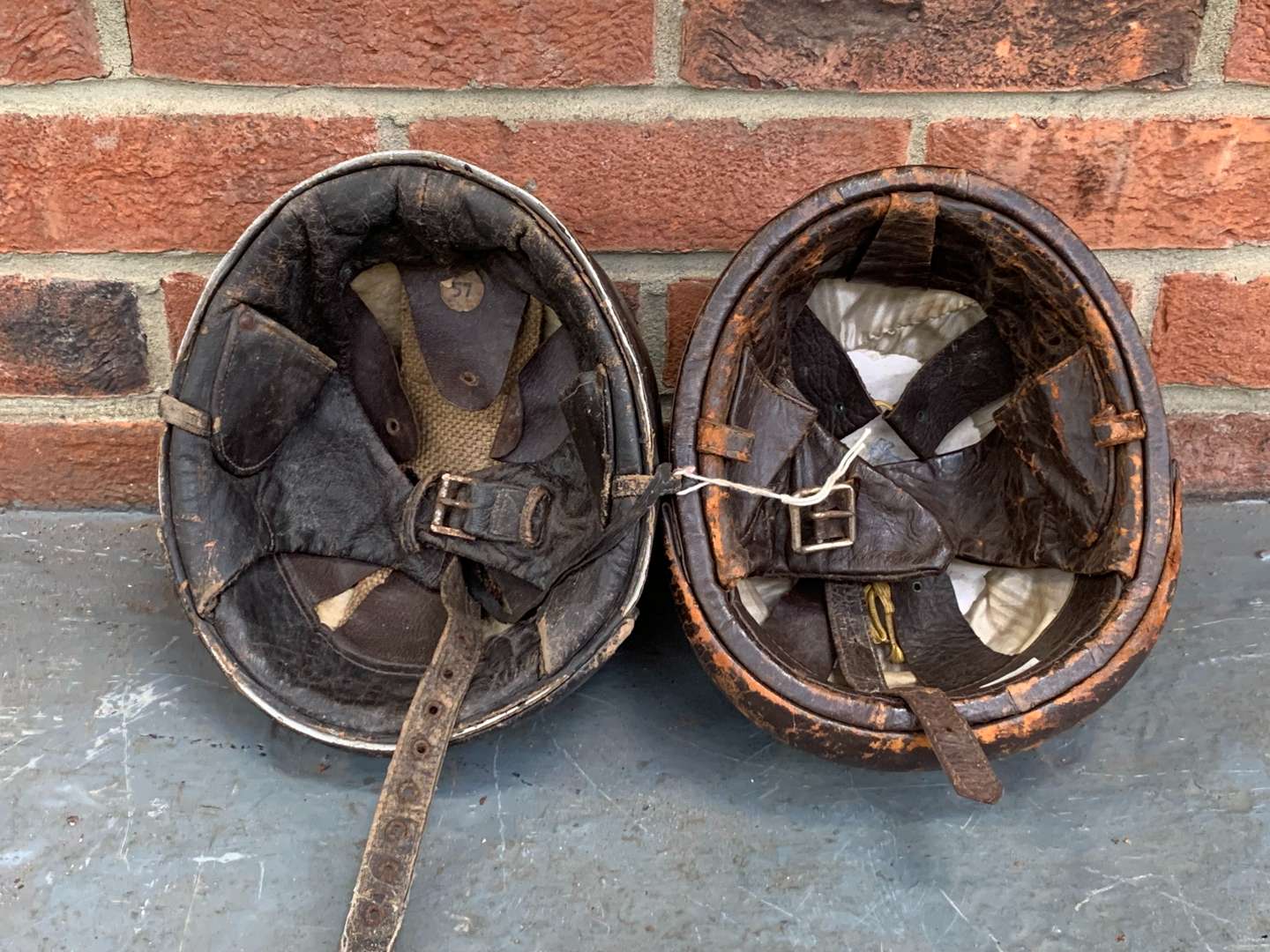 <p>Two Pre-War Motorcycle Helmets</p>