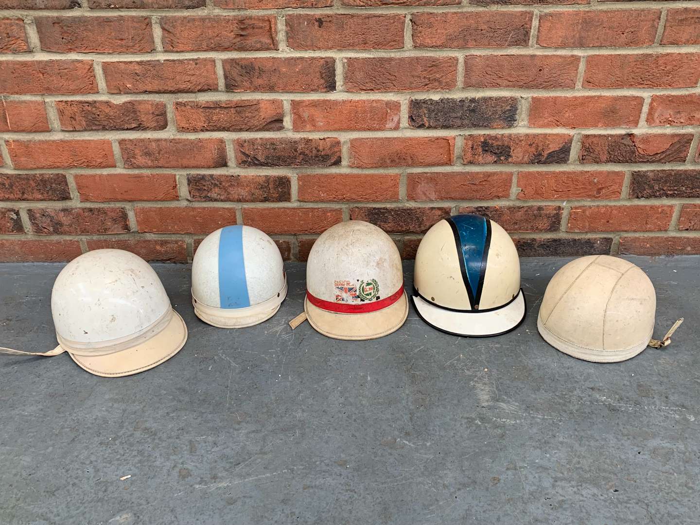 <p>Five 1950/60's Scooter Helmets</p>