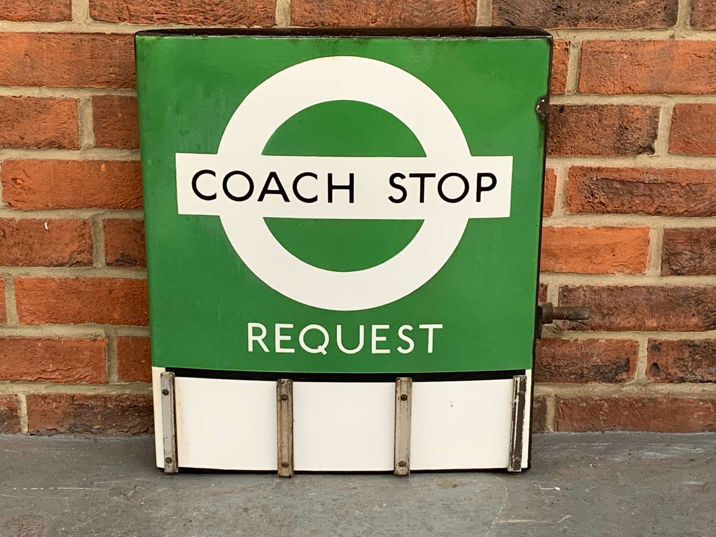 <p>Enamel Coach Stop Request Sign</p>