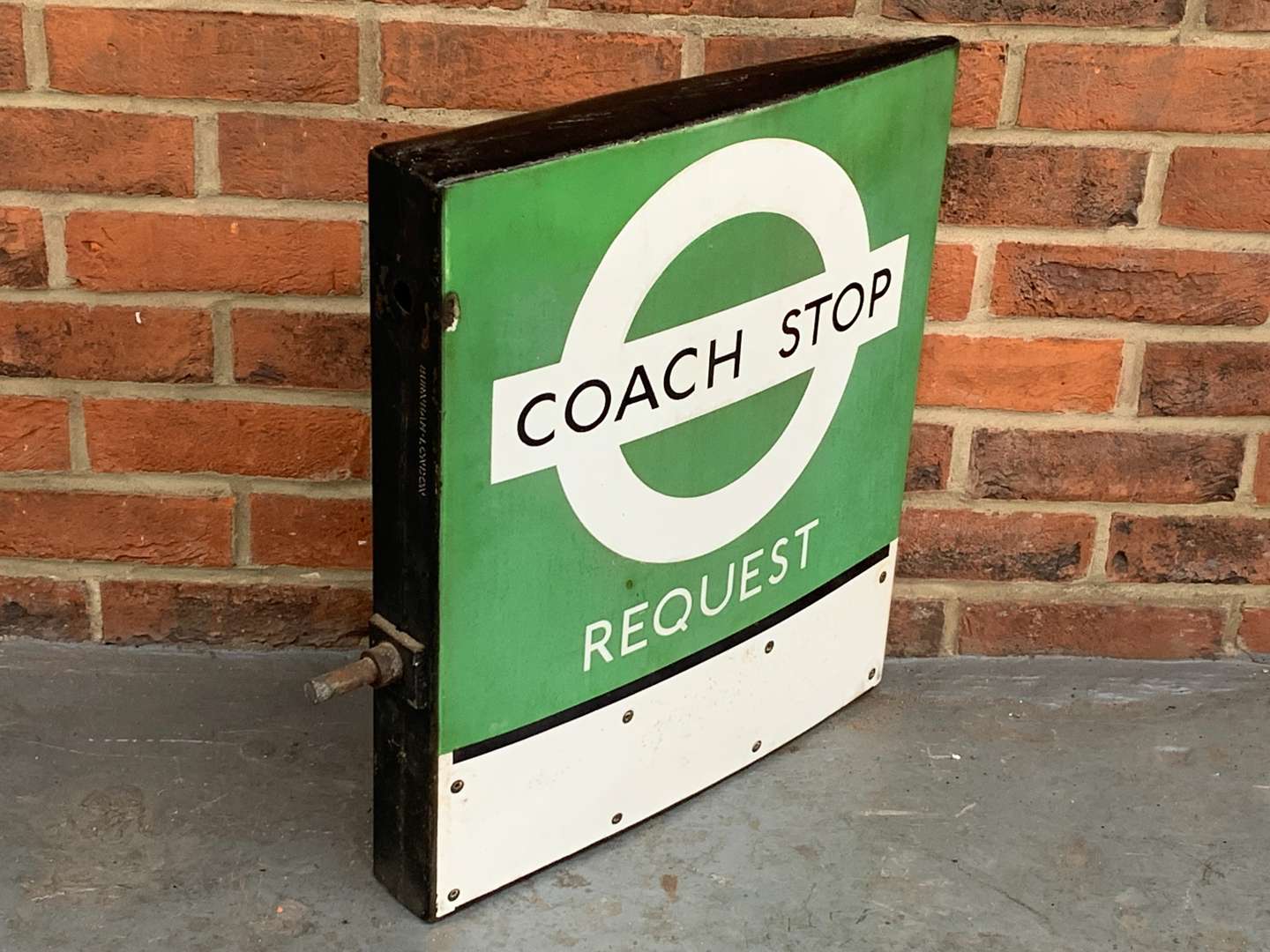 <p>Enamel Coach Stop Request Sign</p>