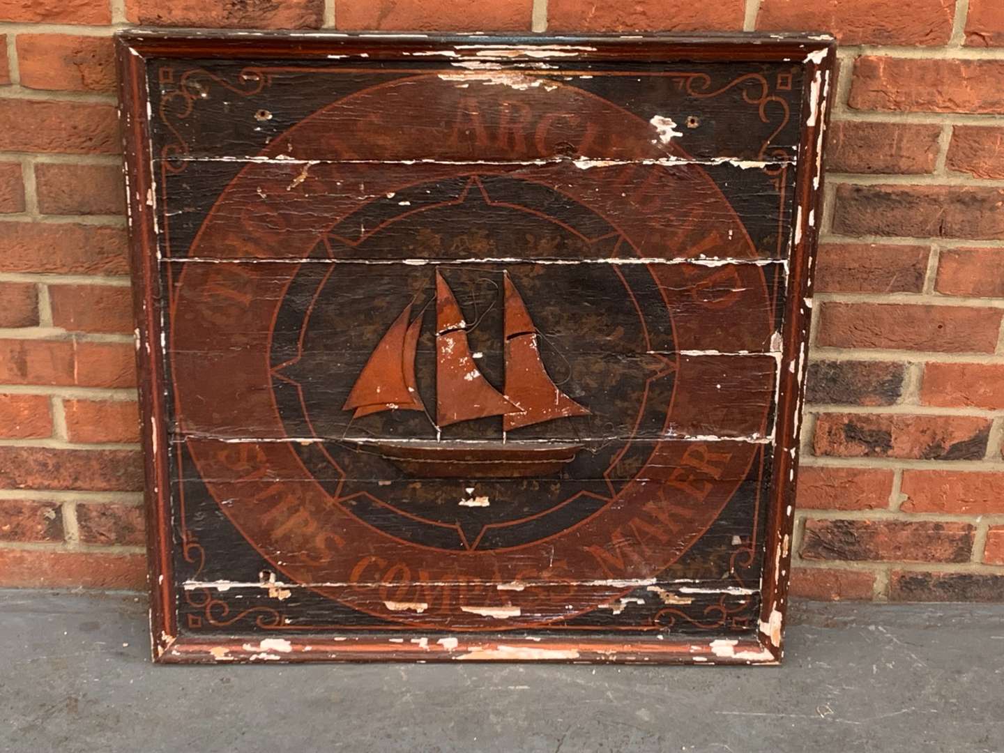 <p>Vintage Painted Ship Sign on Board</p>