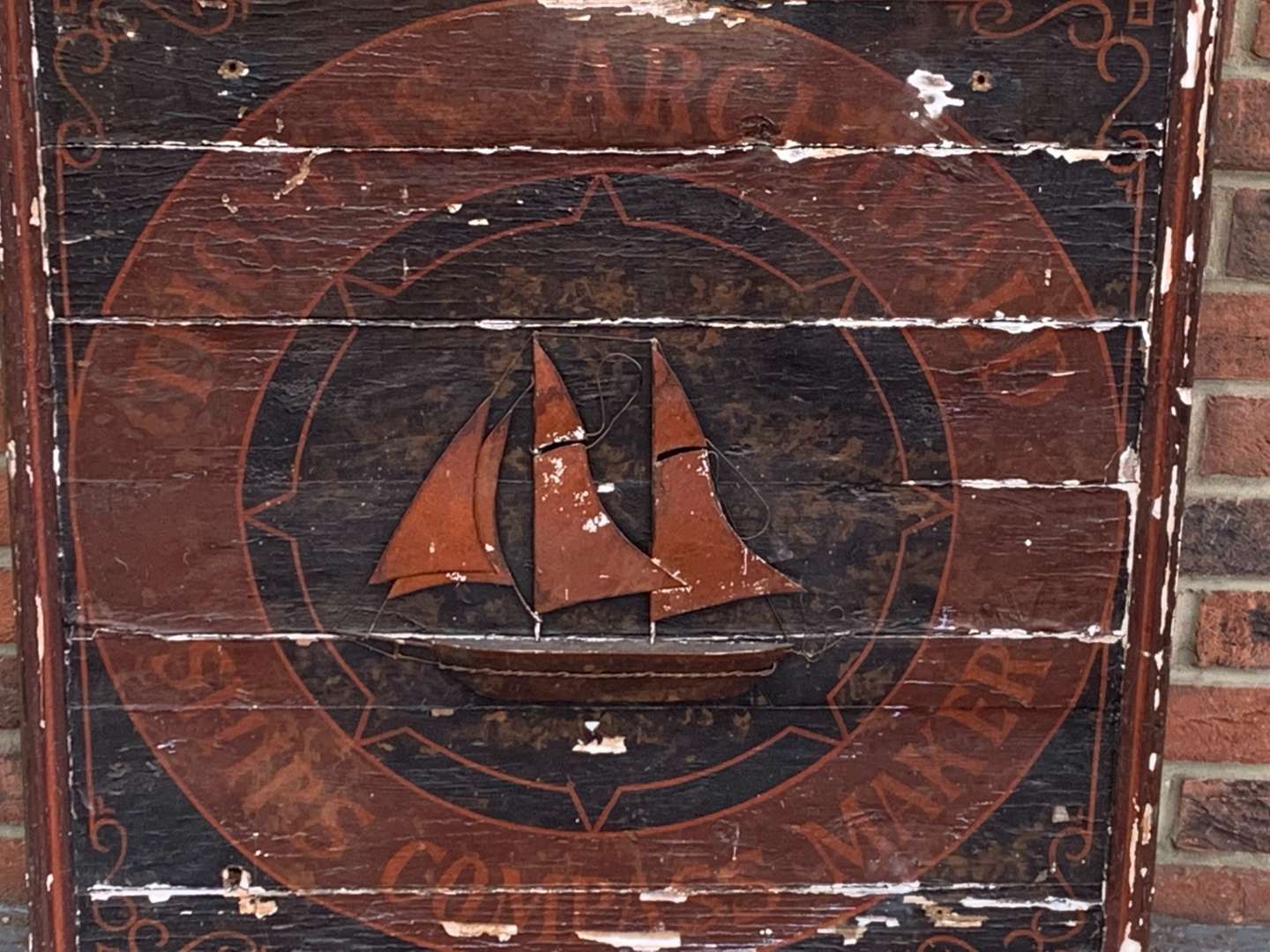 <p>Vintage Painted Ship Sign on Board</p>