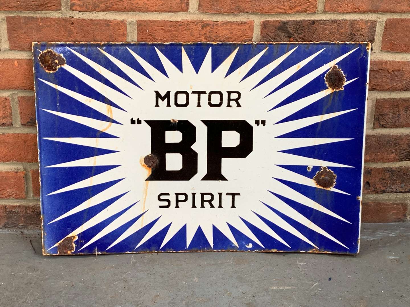 <p>Enamel BP Motor Spirit Flange Sign</p>