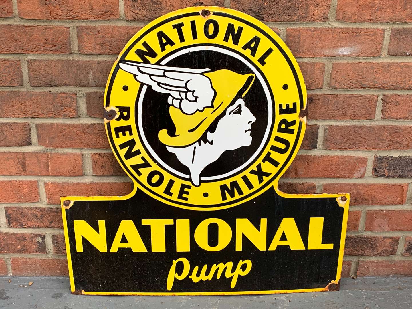 <p>Enamel National Benzole Pump Sign</p>