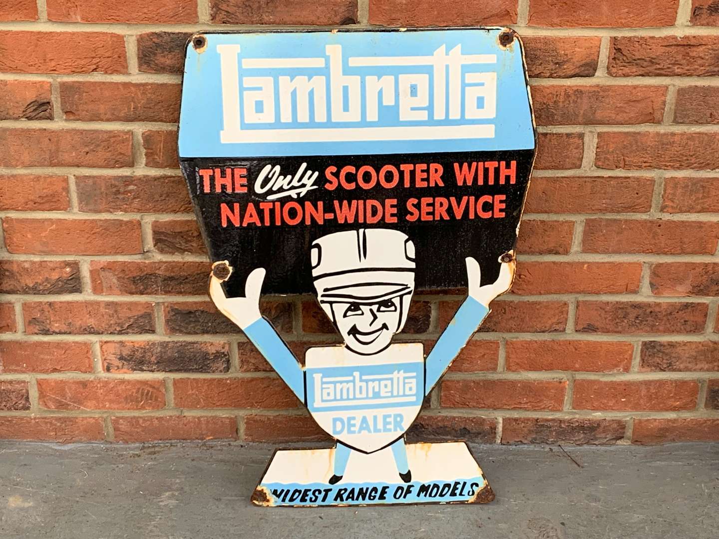 <p>Enamel Lambretta Scooter Dealer Sign</p>