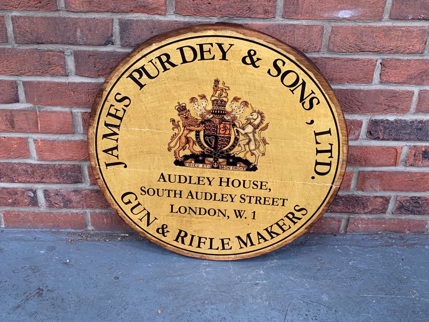 <p>Wooden Made James Purdey and Sons Sign</p>