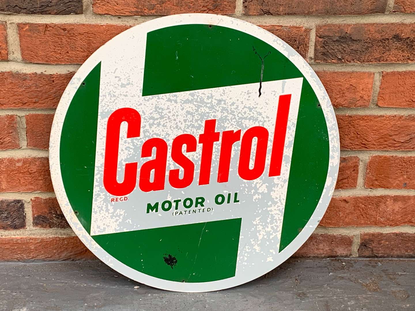 <p>Aluminium Castrol Motor Oil Circular Sign</p>