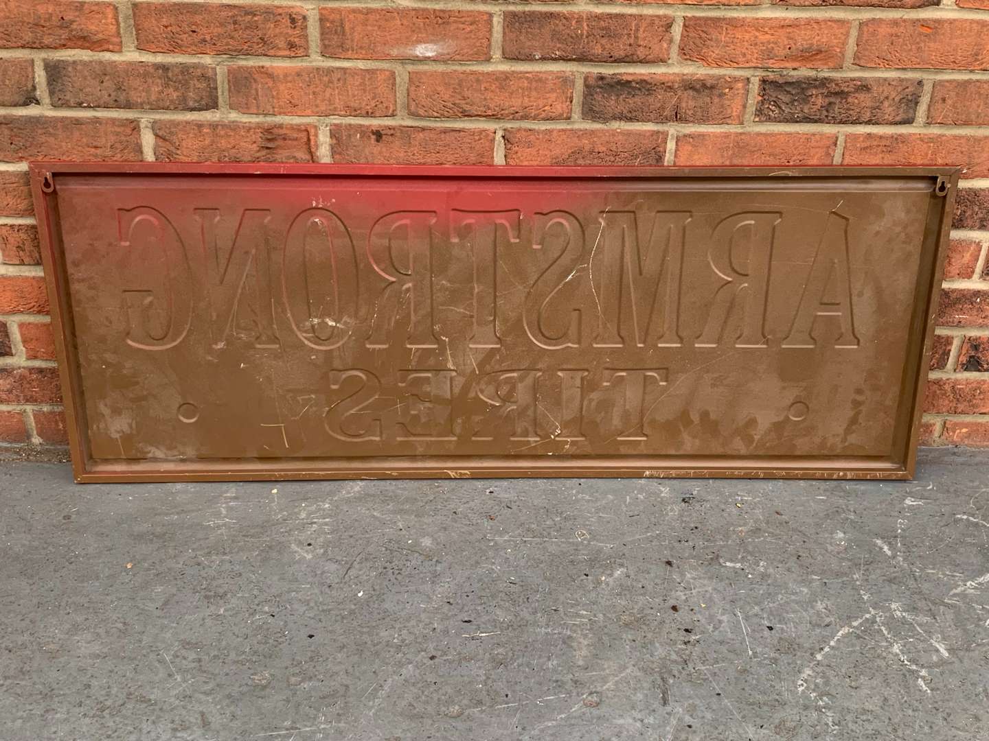 <p>Pressed Tin Armstrong Tire Sign</p>
