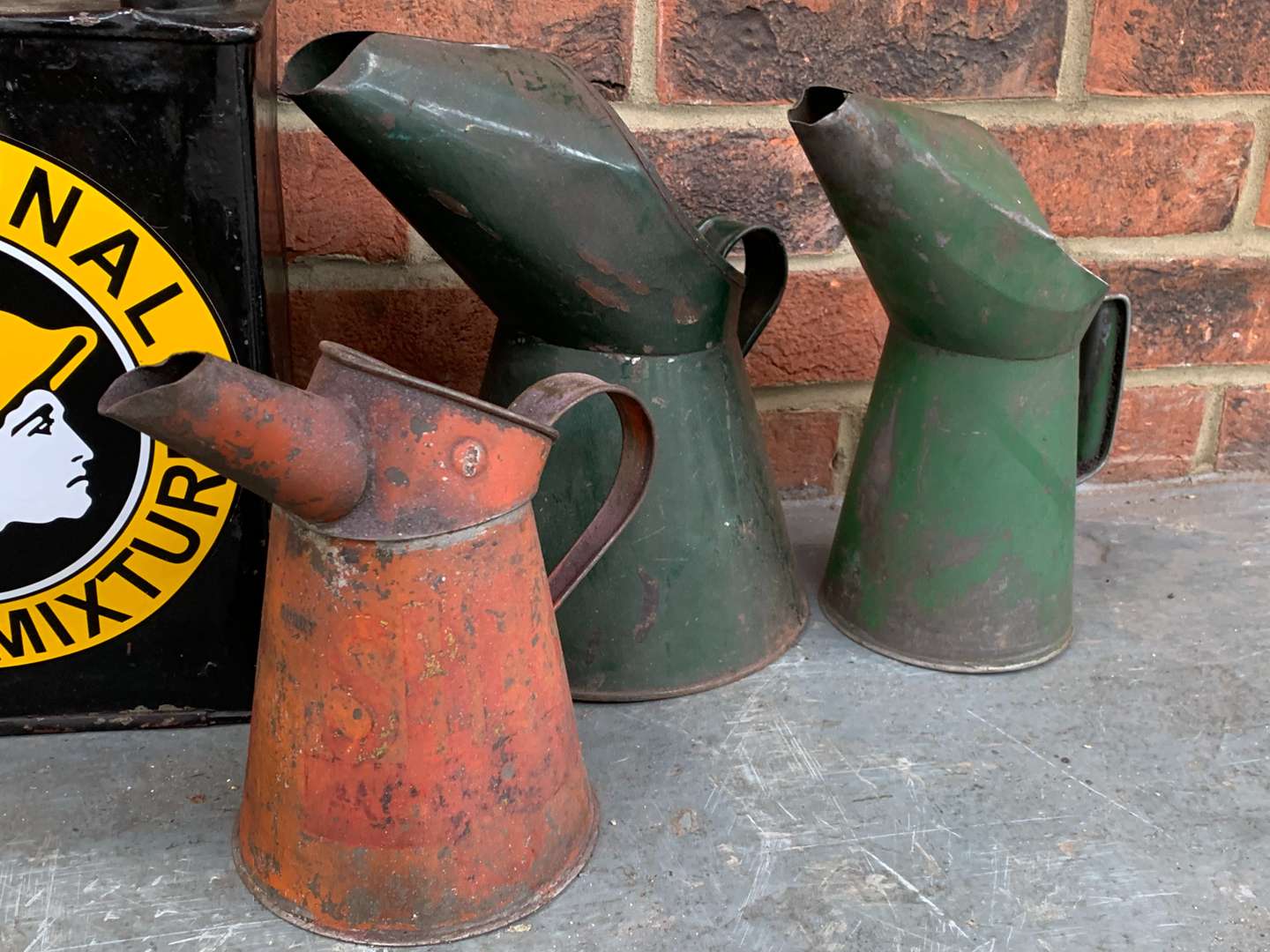 <p>Two Gallon Petrol Can, Oil Pourers and Cans</p>