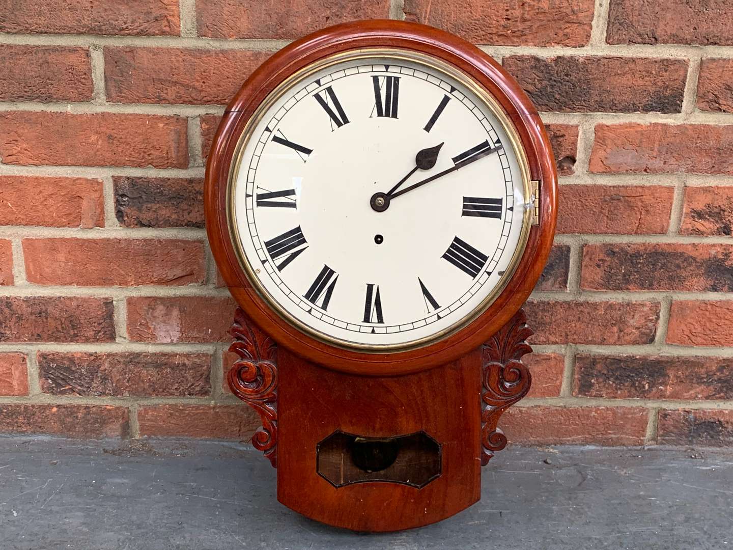 <p>19th Century Mahogany Drop Dial Clock</p>