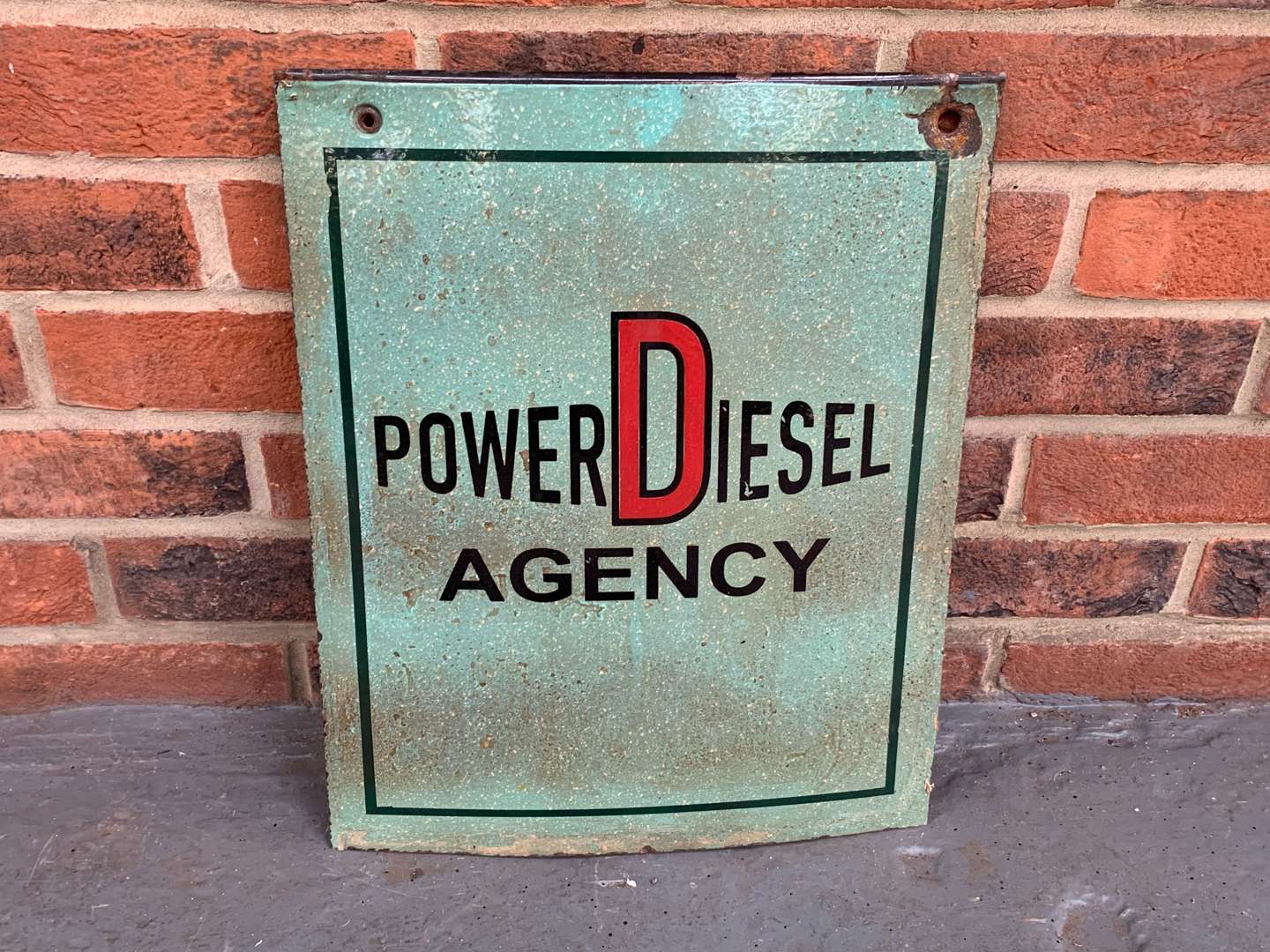 <p>Enamel Made Power Diesel Agency Sign</p>
