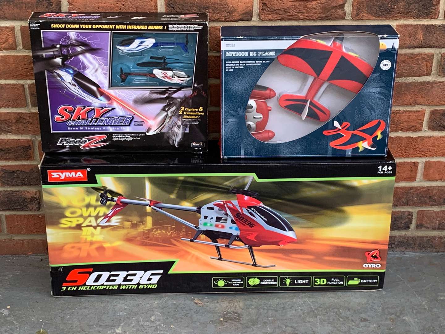 <p>Two Remote Controlled Helicopters & Plane</p>