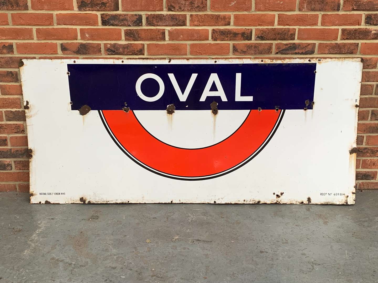 <p>Original Enamel “OVAL” Station Sign&nbsp;</p>