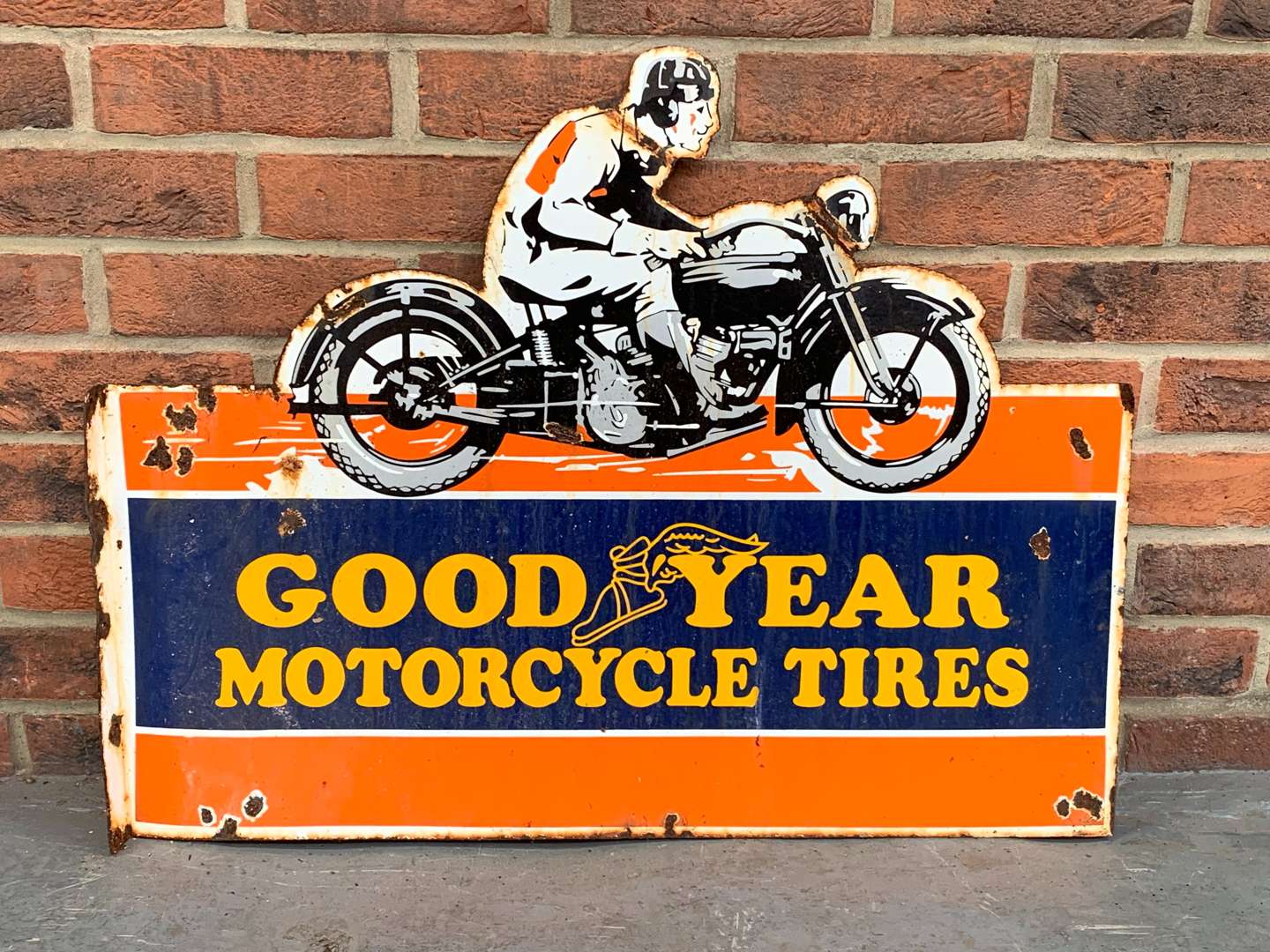 <p>Goodyear Motorcycle Tires Flange Sign</p>