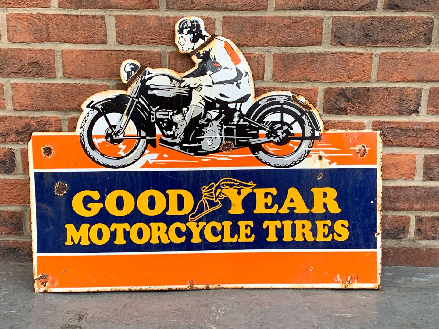 <p>Goodyear Motorcycle Tires Flange Sign</p>