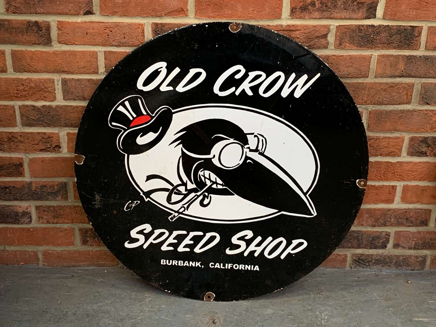 <p>Old Crow Speed Shop Enamel Sign</p>