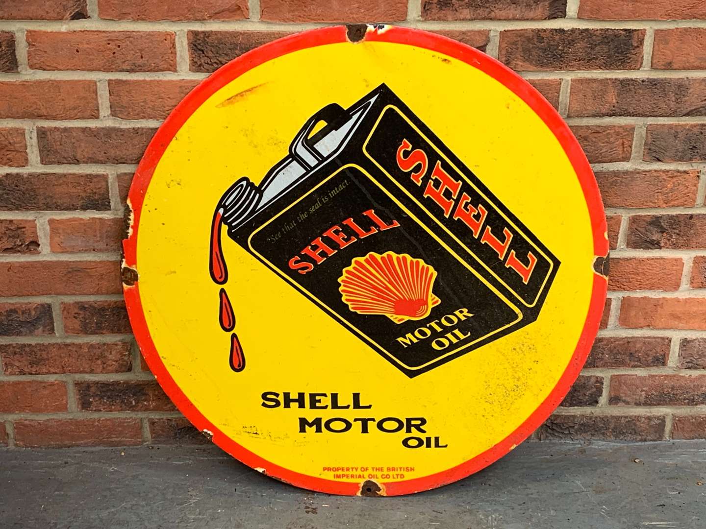 <p>Shell Motor Oil Enamel Circular Sign</p>