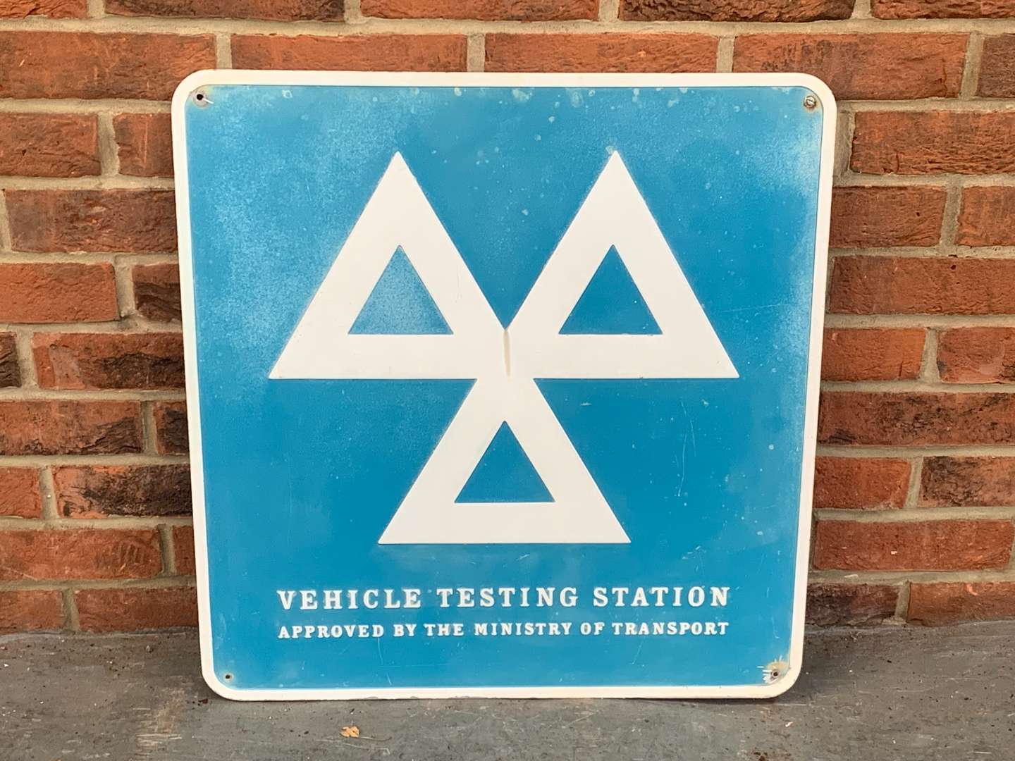 <p>Vehicle Testing Station Pressed Sign</p>