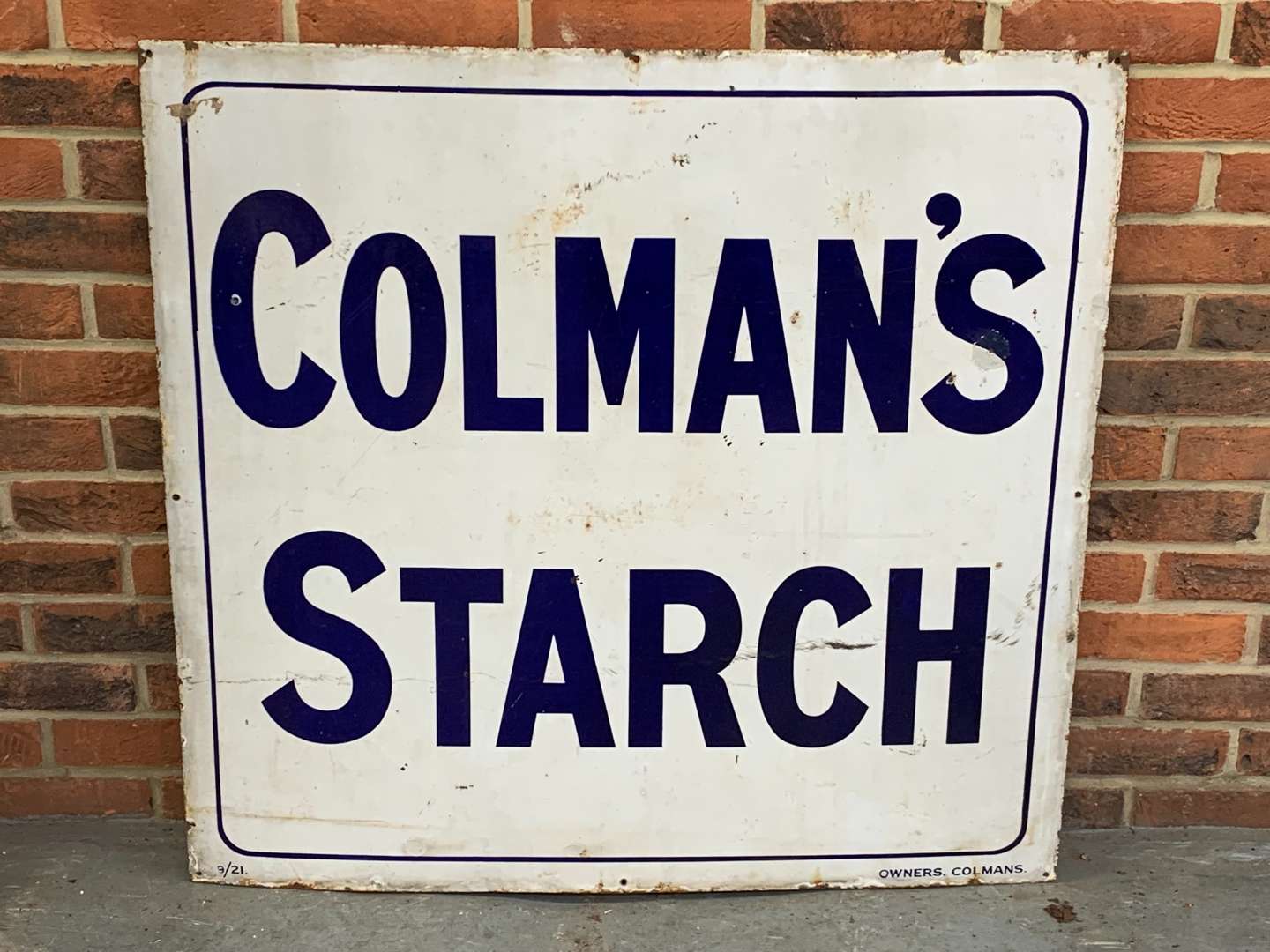 <p>Colmans Starch Enamel Sign</p>