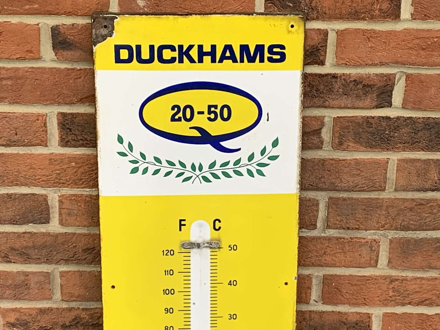 <p>Duckhams 20-50 Thermometer Enamel Sign a/f</p>