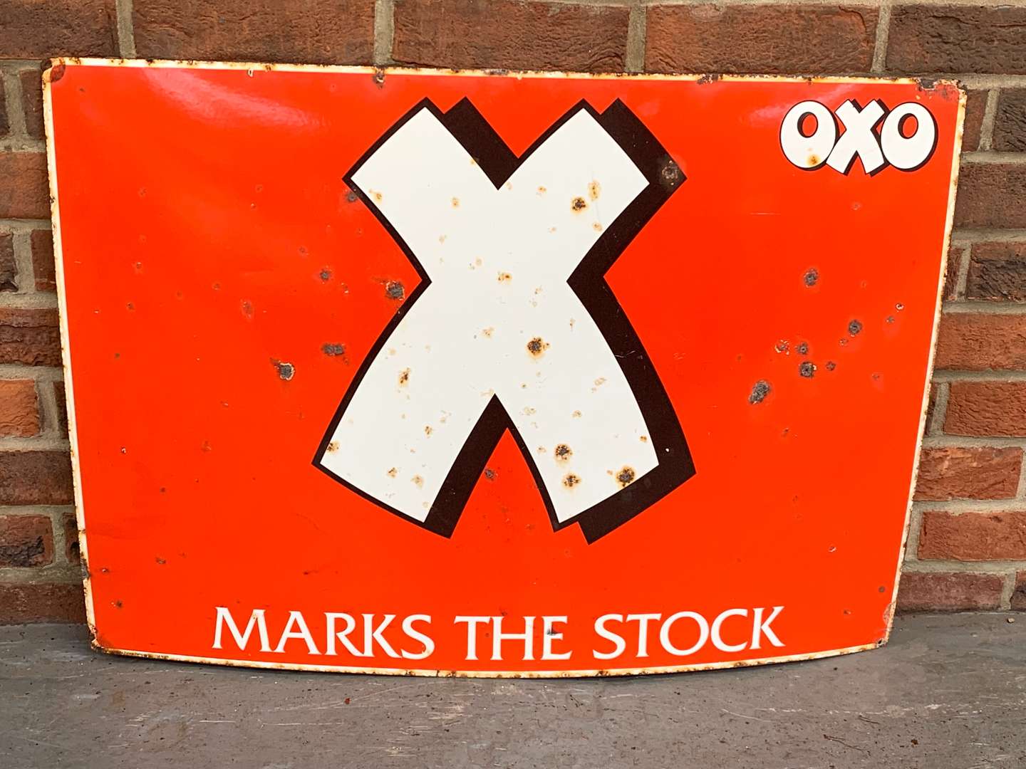 <p>OXO “Marks The Stock” Enamel Sign</p>