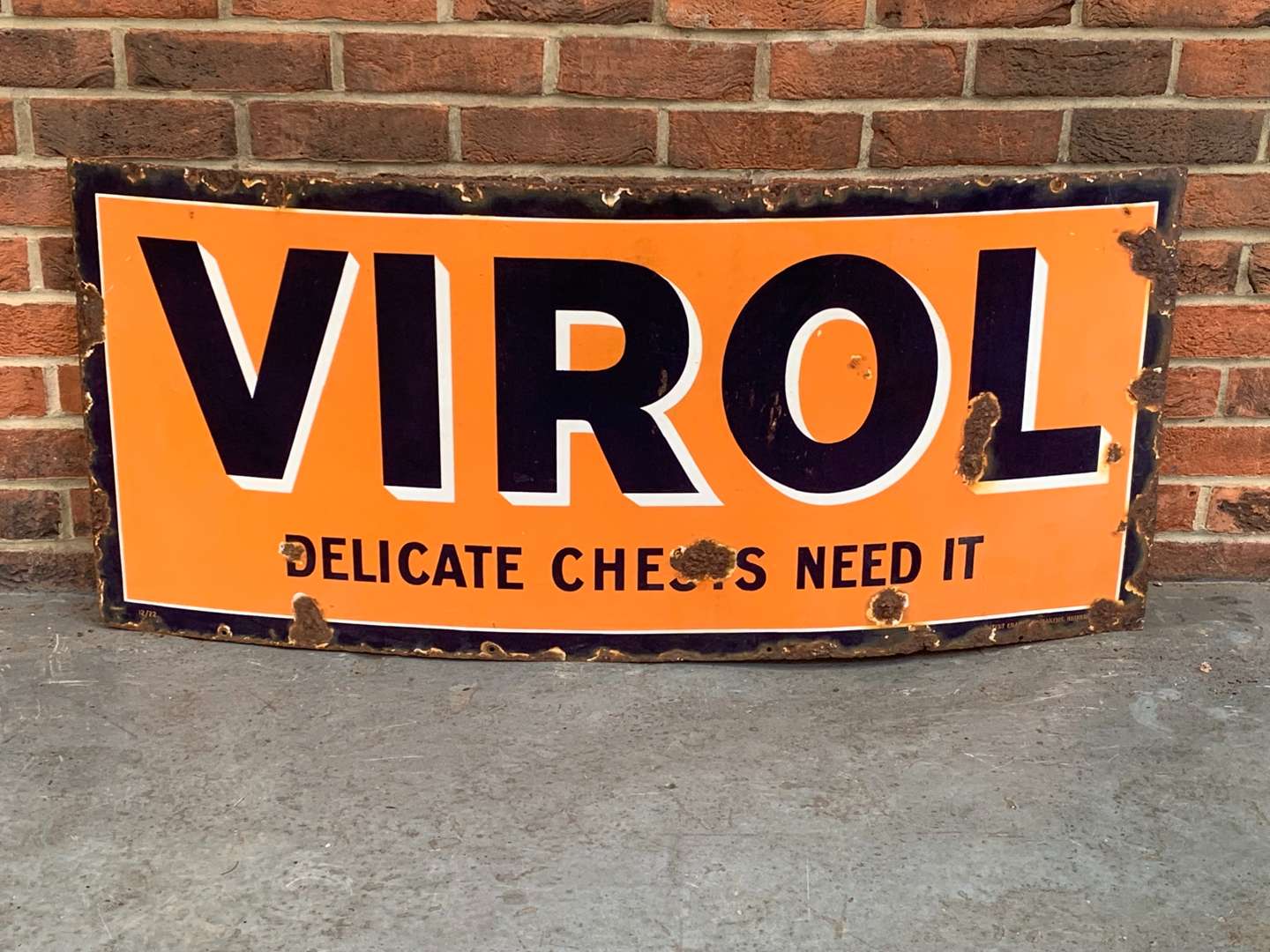 <p>Virol “Delicate Chests Need It” Enamel Sign</p>
