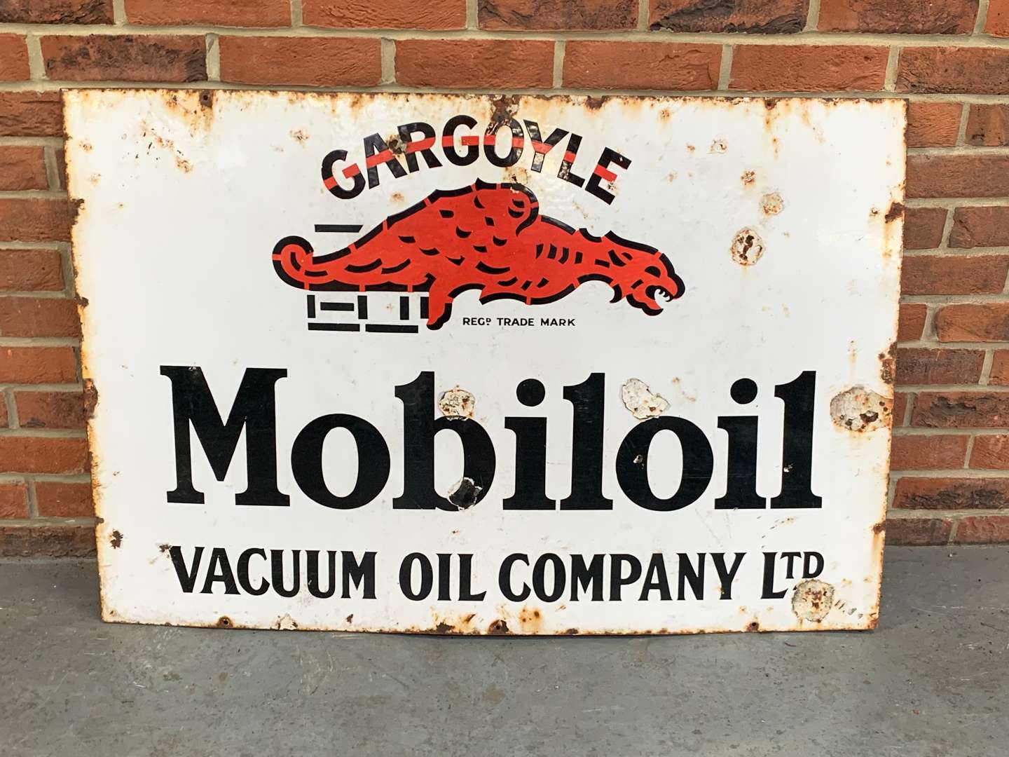 <p>Large Gargoyle Mobiloil Enamel Sign</p>