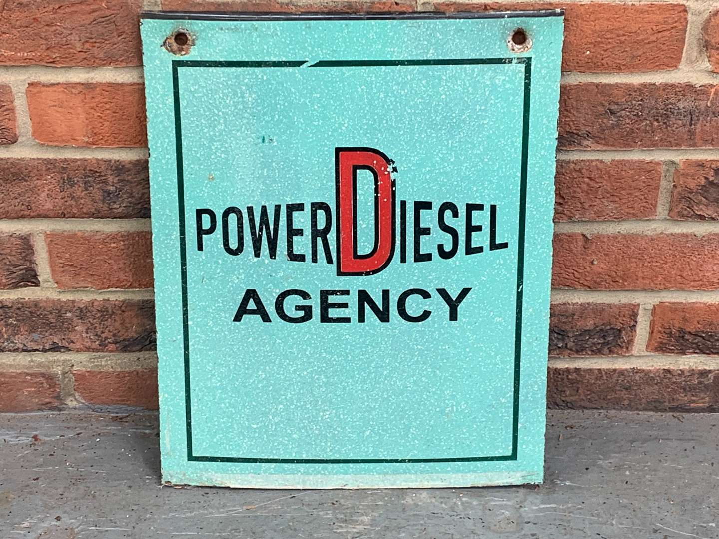 <p>Power Diesel Agency Enamel Made Sign</p>