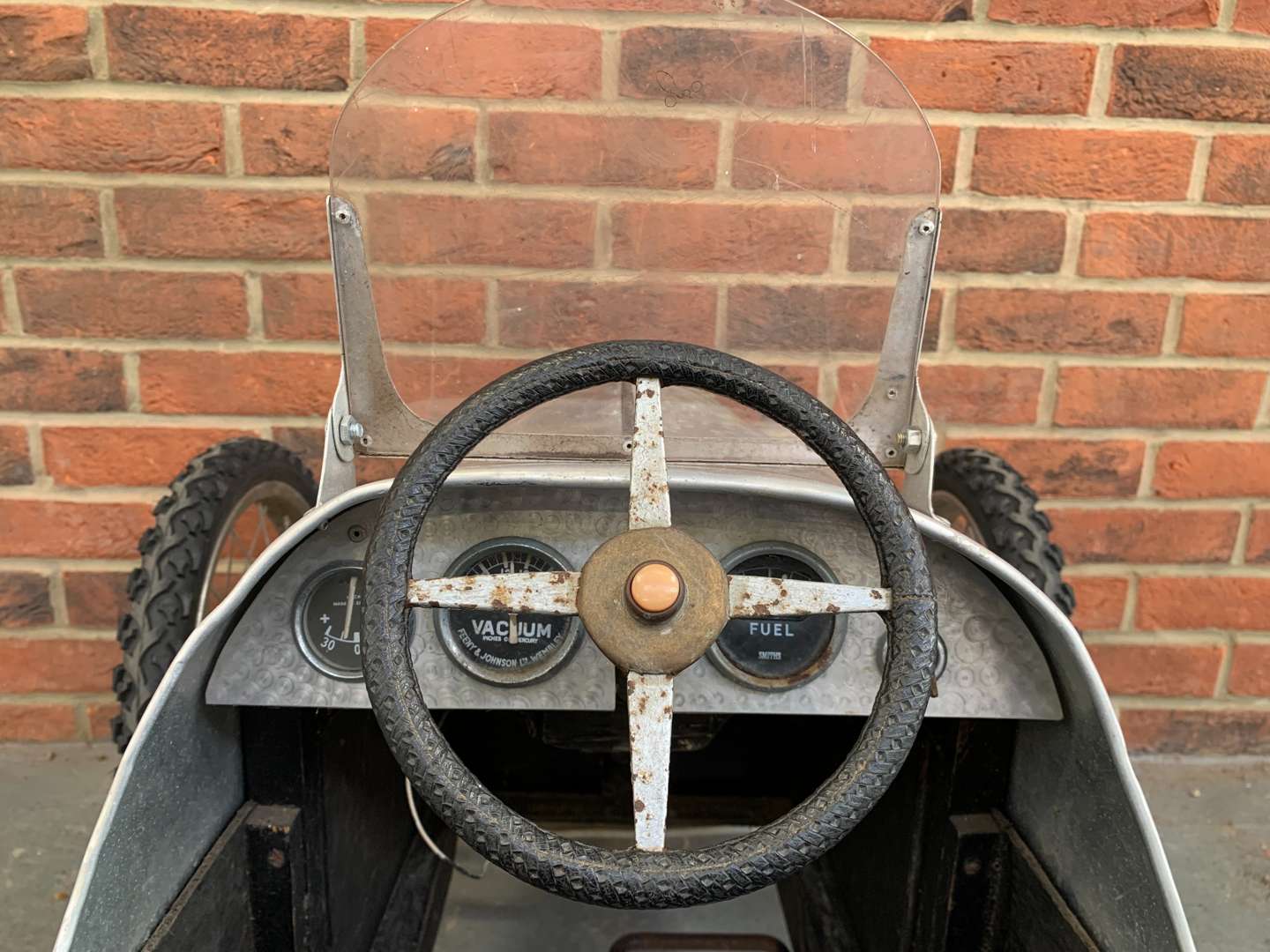 <p>Bugatti Styled Aluminium Bodied Made Child's Pedal Car</p>
