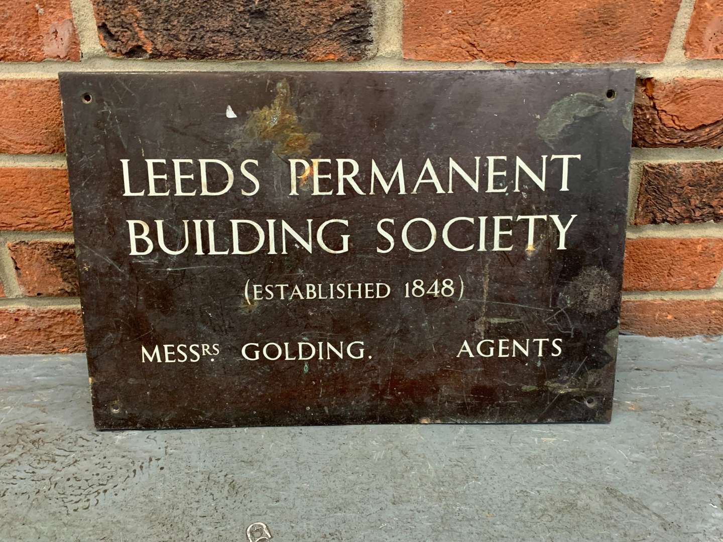 <p>Bronze Leeds Permanent Building Society Sign</p>