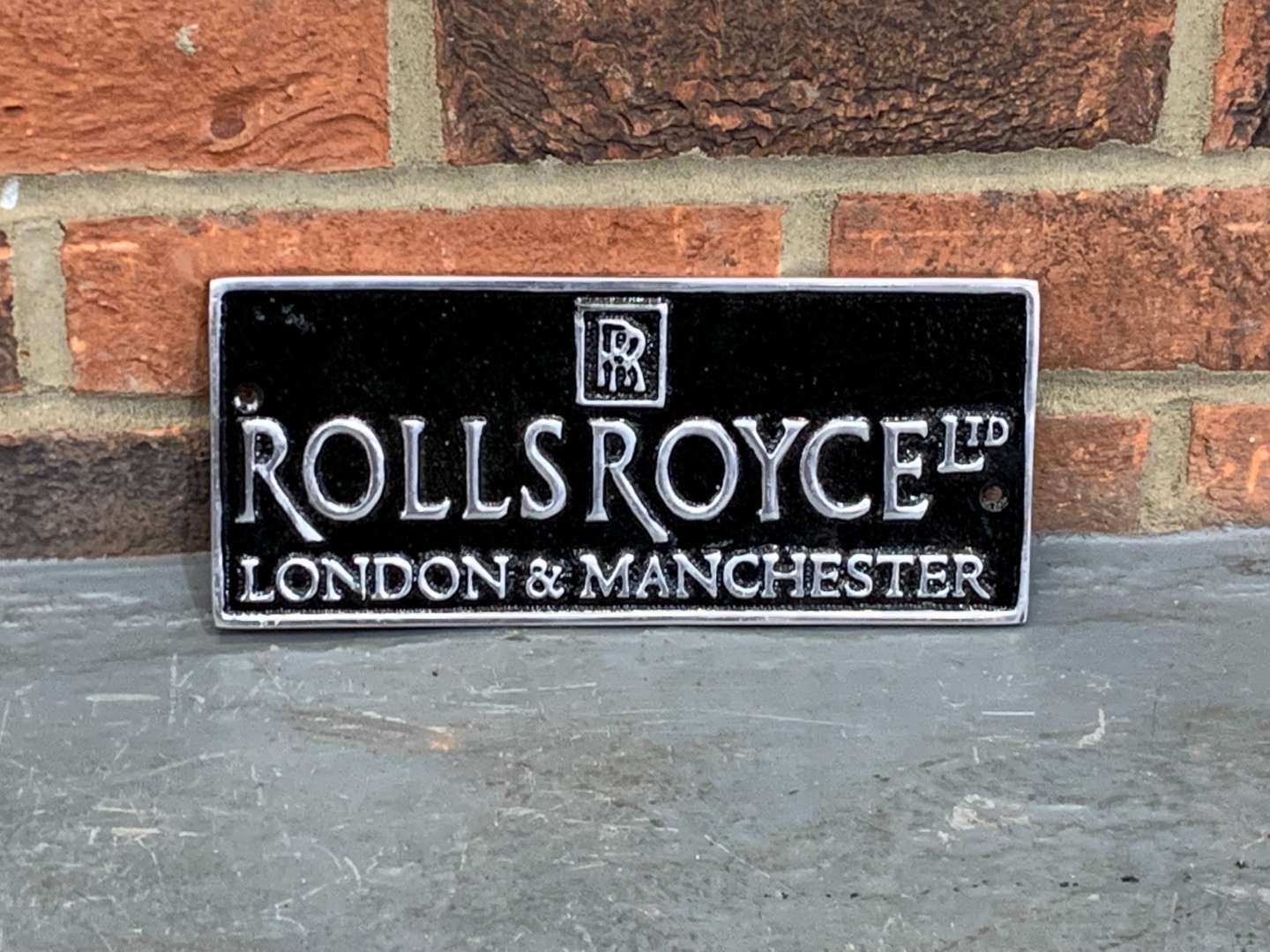 <p>Aluminium Rolls Royce London and Manchester Sign</p>