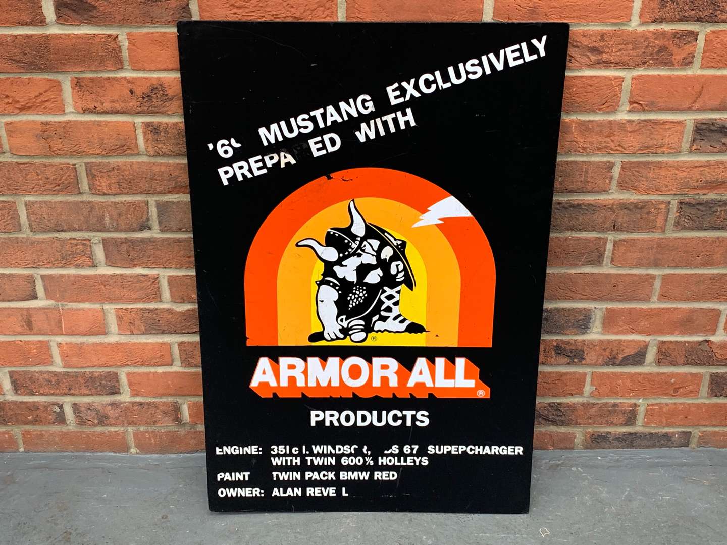 <p>Armorall Mustang Sign on Board</p>