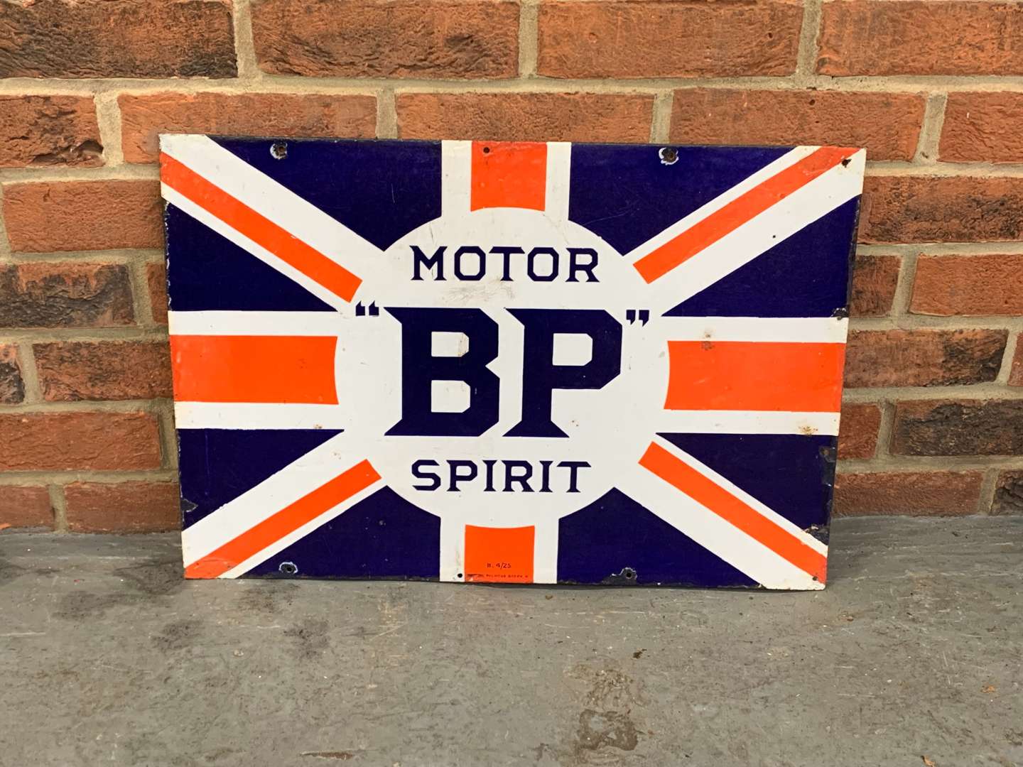 <p>BP Union Jack Motor Spirit Enamel Sign</p>