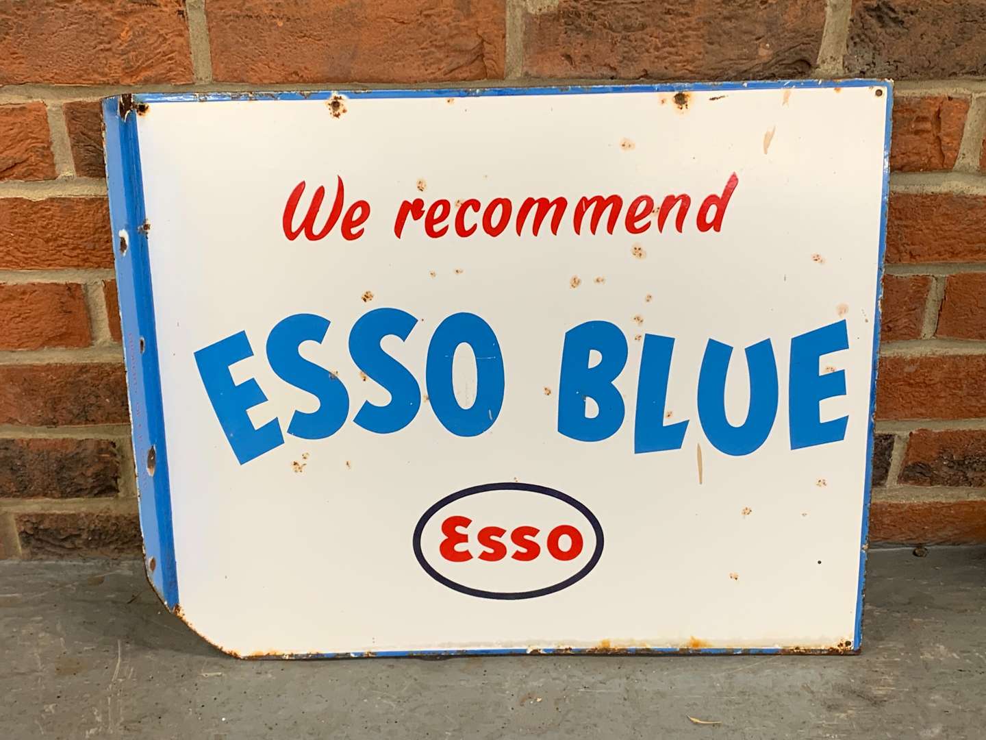 <p>Esso Blue Enamel Flange Sign</p>