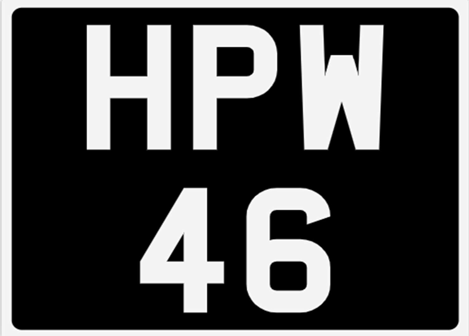 <p>&nbsp; HPW 46 Registration Number&nbsp;</p>