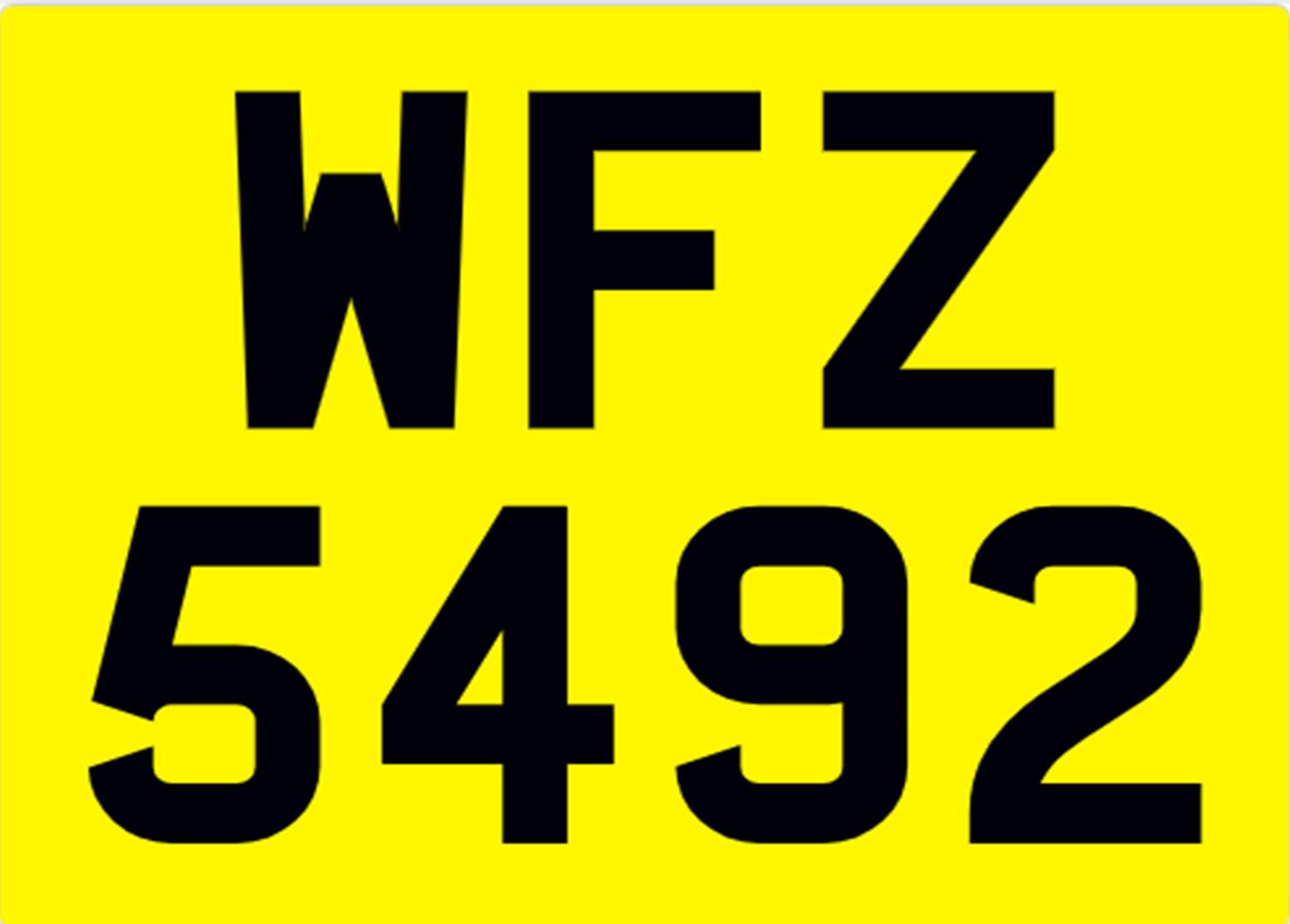 <p>&nbsp; WFZ 5492 Registration Number&nbsp;</p>