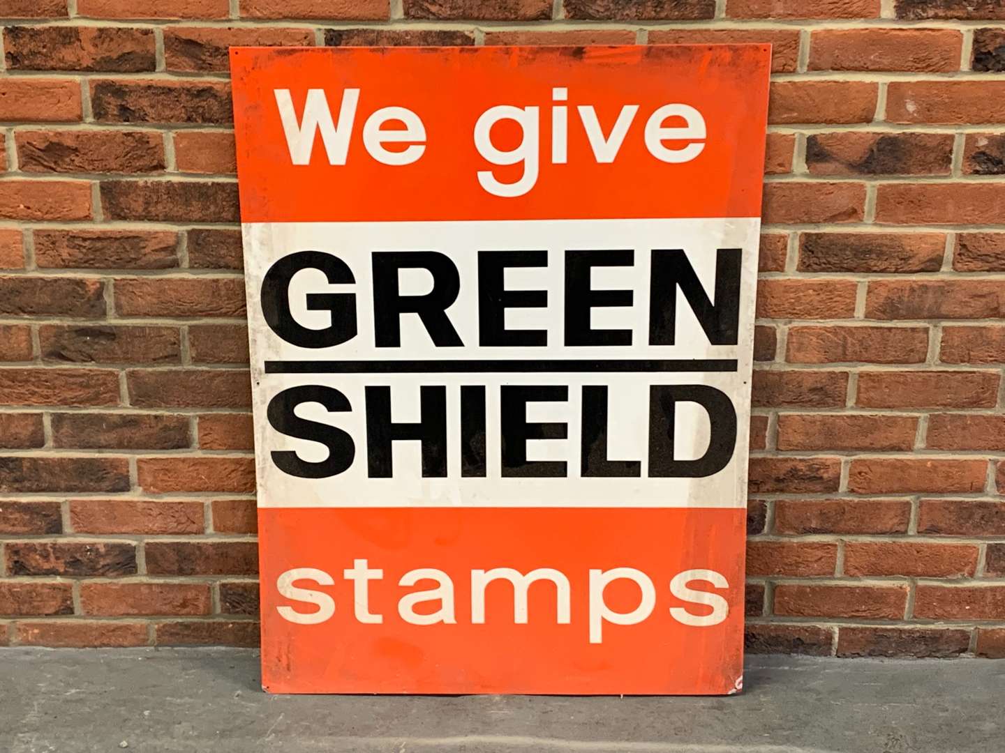<p>We Give Green Shield Stamps Aluminium Sign</p>