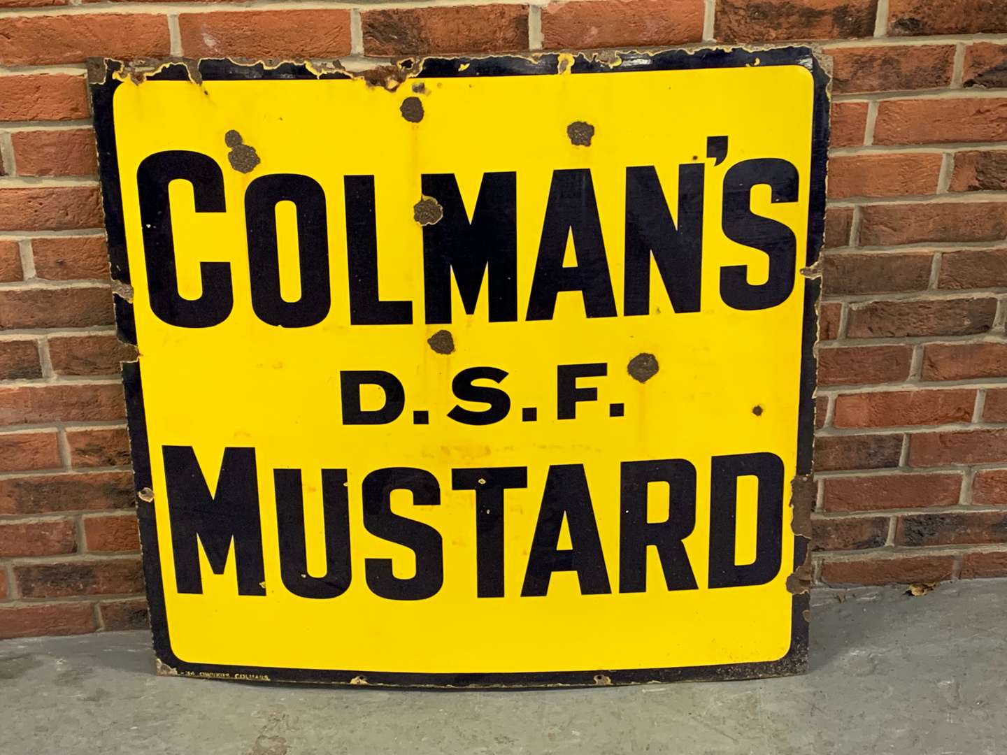 <p>Colmans D.S.F Mustard Enamel Sign</p>