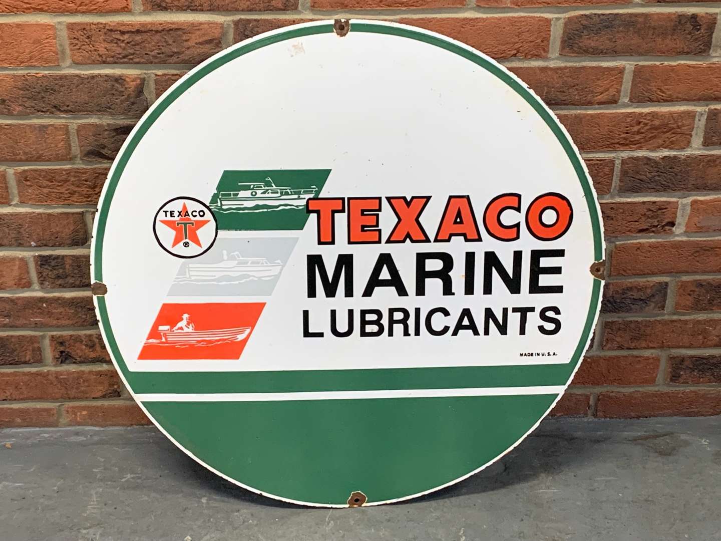 <p>Texaco Marine Lubricants Circular Enamel Sign</p>