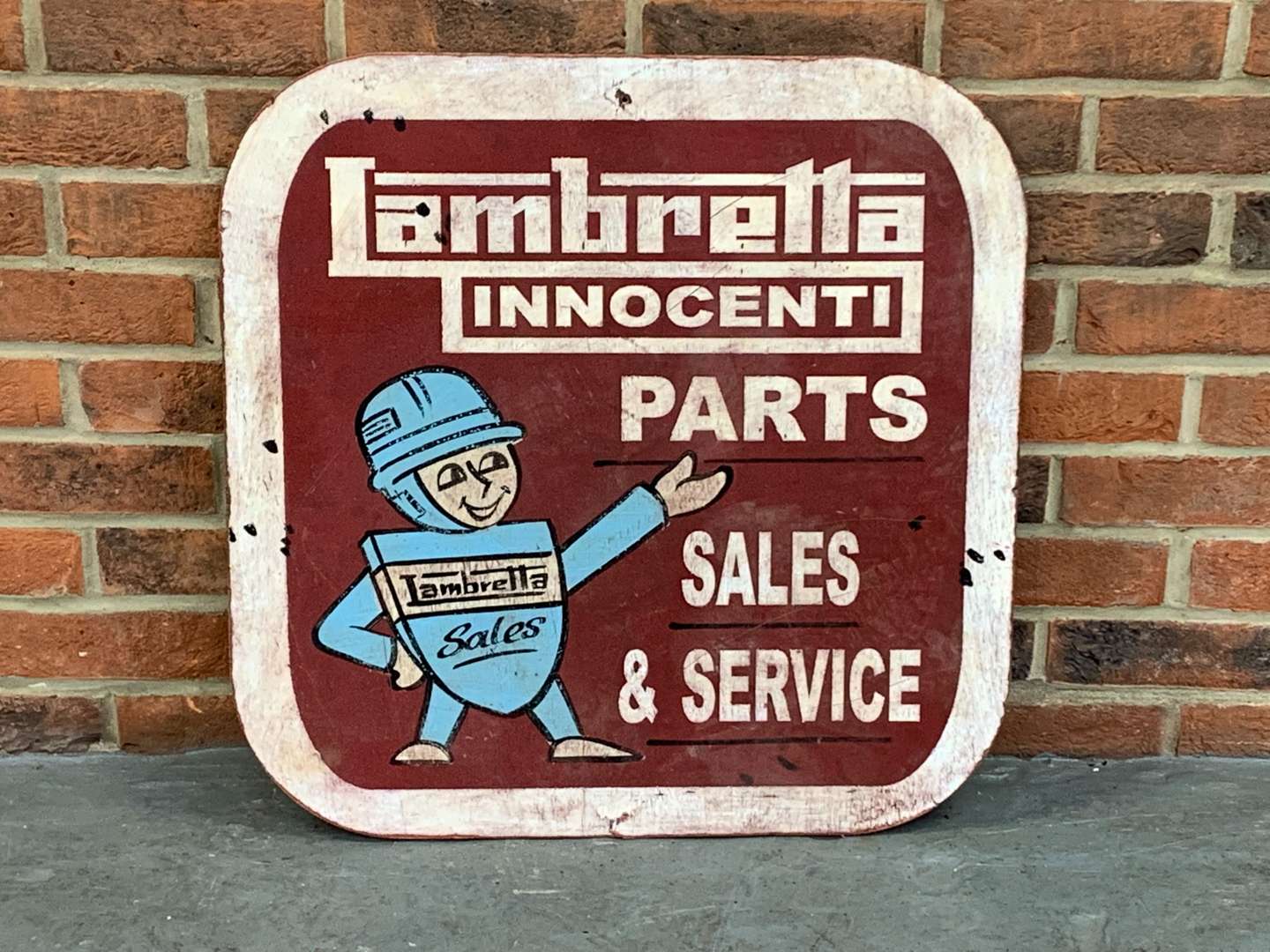 <p>Lambretta Parts, Sales and Service Wooden Made Sign</p>