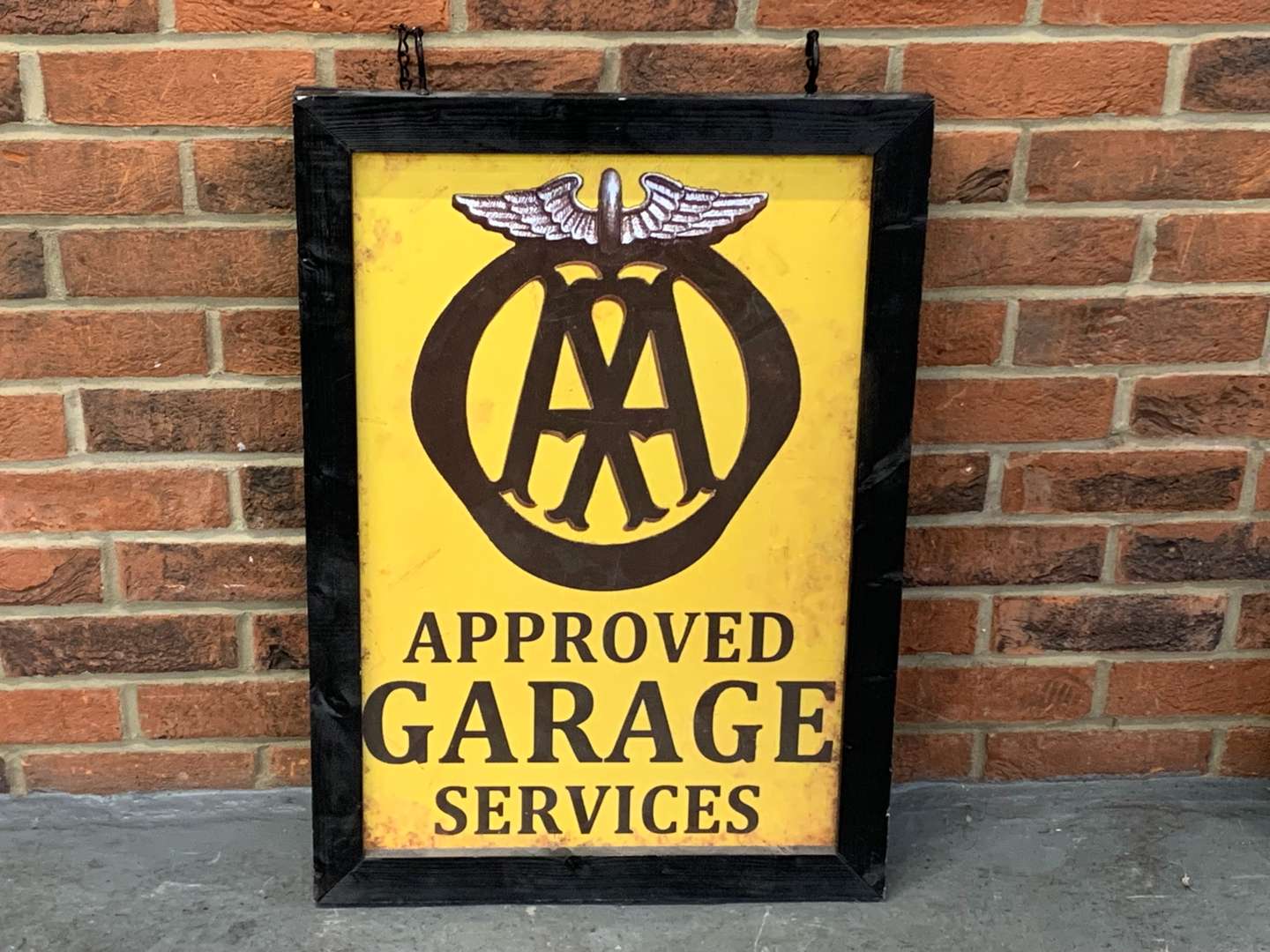 <p>AA Approved Garage Services Made Hanging Sign</p>